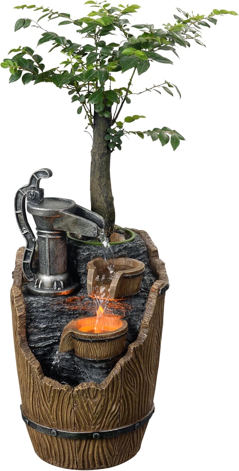 Tolevoit Tabletop Fountains Relaxation Soothing Sound Waterfall Fountain with LED Lights Indoor Zen Relaxation for Office Home Decorations Growing Plants to Purify The Air - Image 4